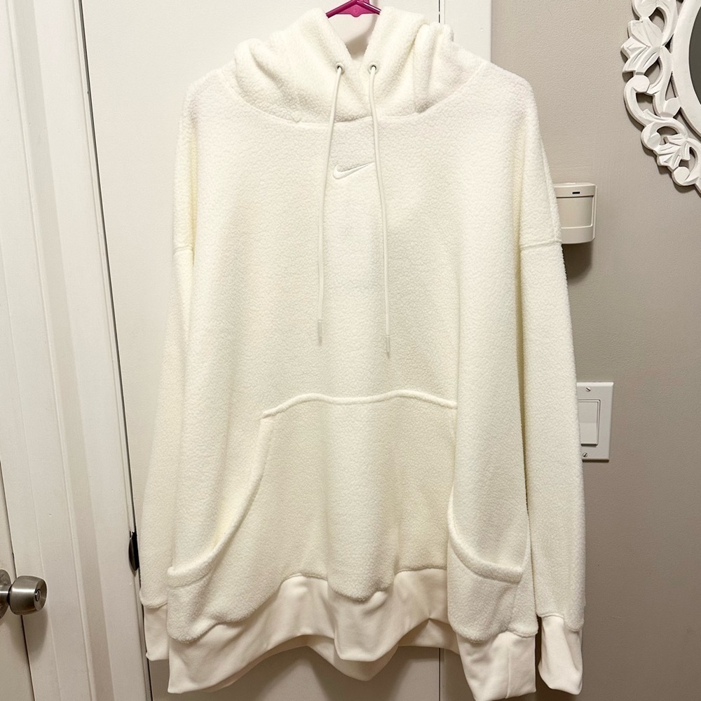 Nike Soft Plush Fleece Oversized Hoodie Womens 3X Plus Ivory Cream Color NWT